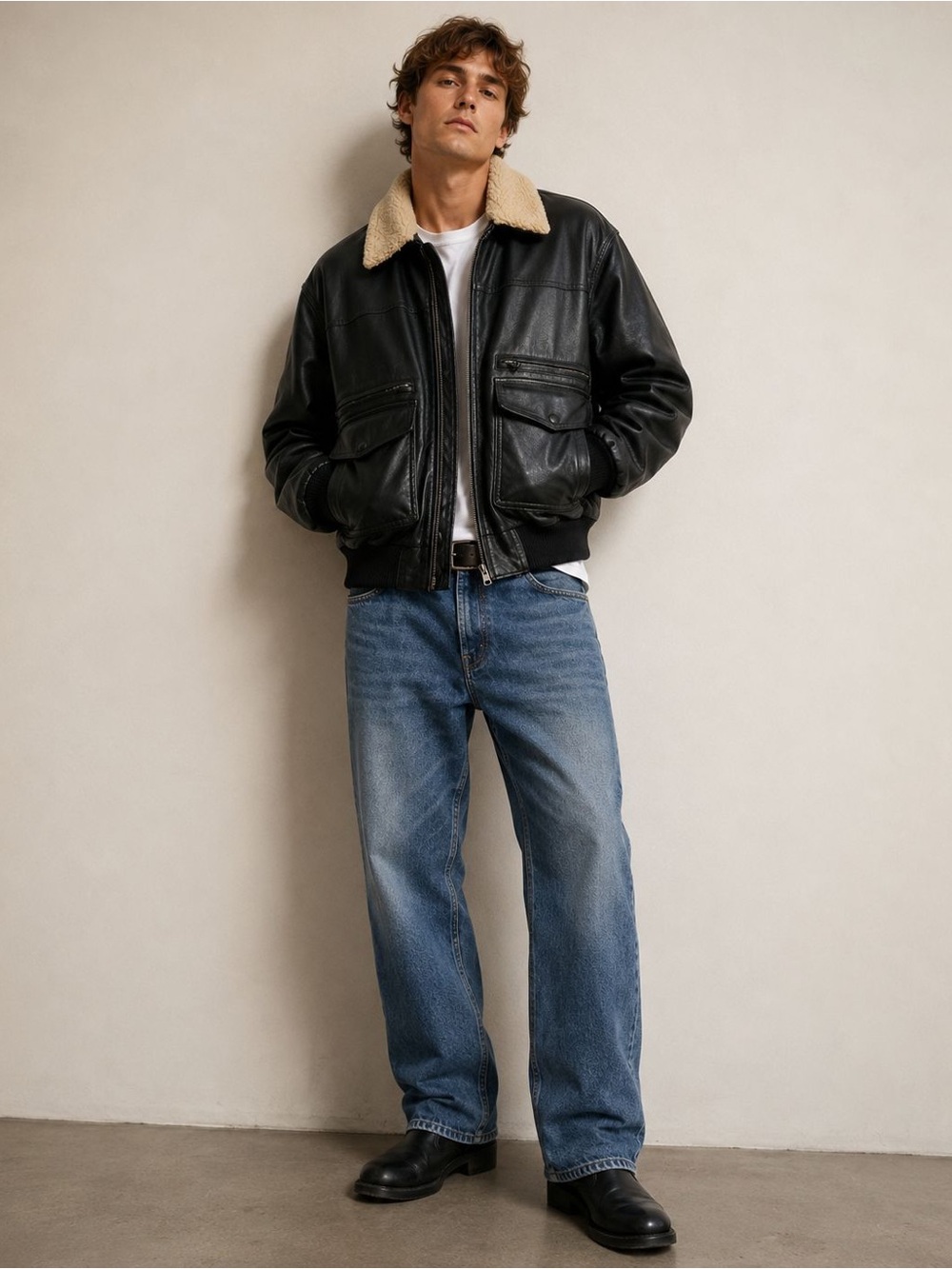 Levi’s Sherpa Lined Faux Leather Bomber Jacket – Black – Men’s L